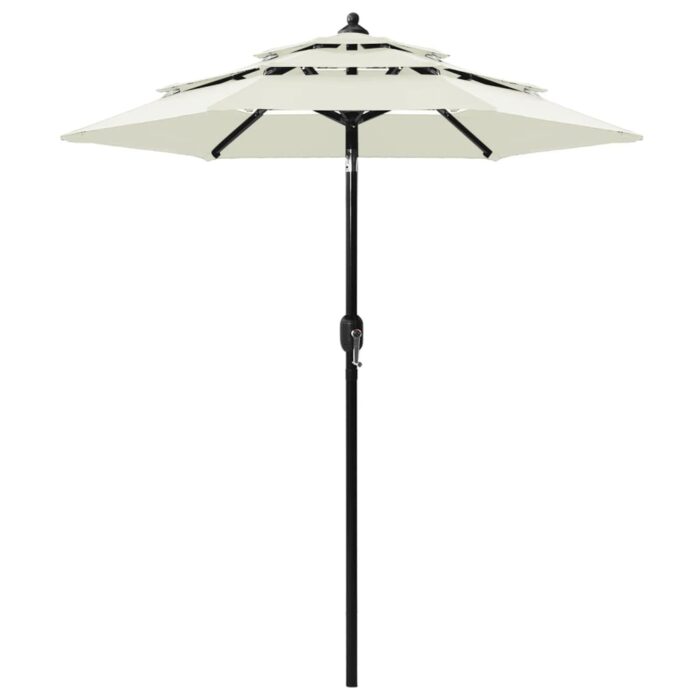 Parasol de jardin à 3 niveaux avec mât en aluminium sable 2 m – Image 1