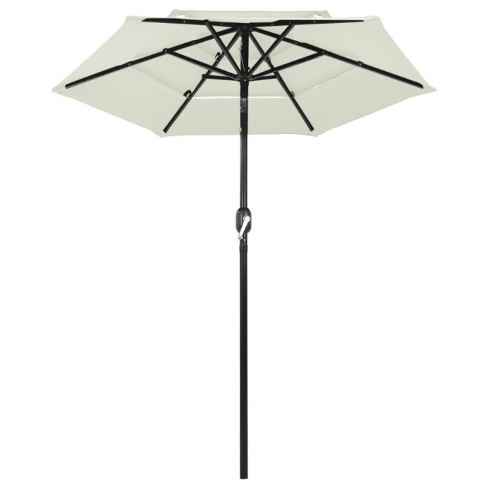 Parasol de jardin à 3 niveaux avec mât en aluminium sable 2 m – Image 2