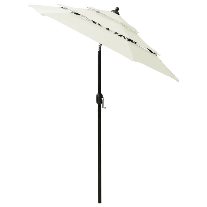 Parasol de jardin à 3 niveaux avec mât en aluminium sable 2 m – Image 3