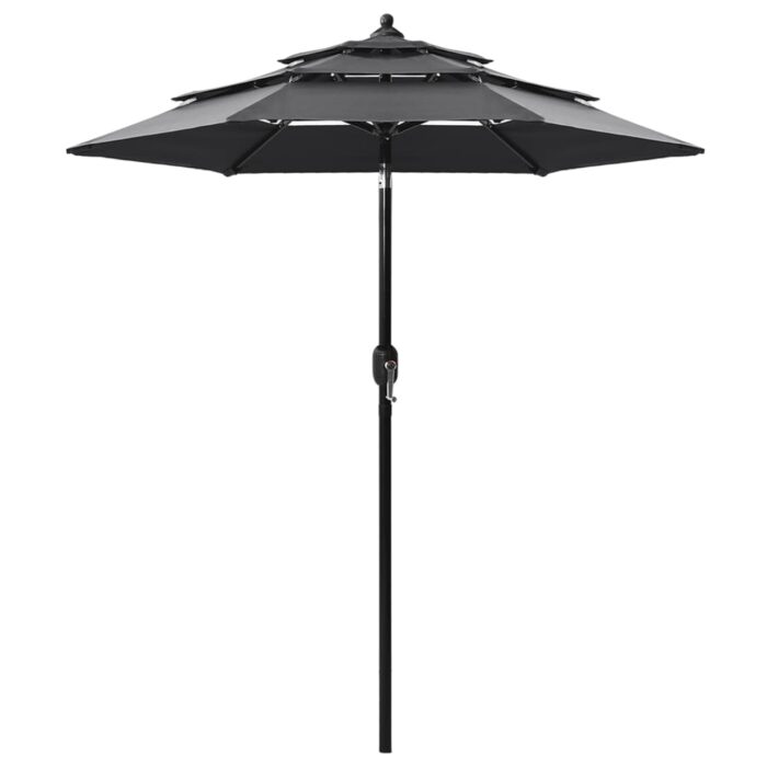 Parasol de jardin à 3 niveaux avec mât en aluminium anthracite – Image 1