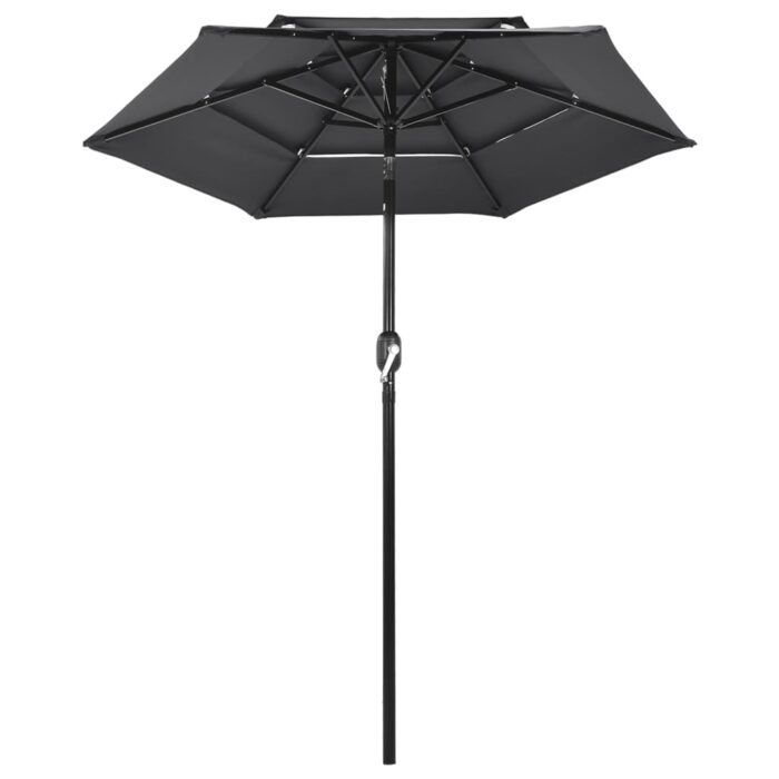 Parasol de jardin à 3 niveaux avec mât en aluminium anthracite – Image 2
