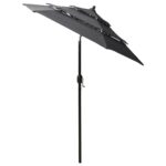 Parasol de jardin à 3 niveaux avec mât en aluminium anthracite – Image 3