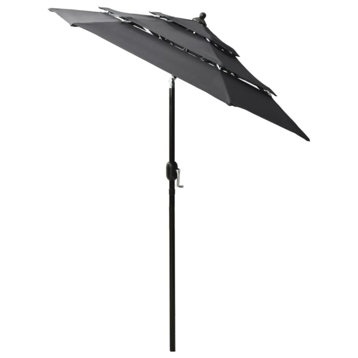 Parasol de jardin à 3 niveaux avec mât en aluminium anthracite – Image 3