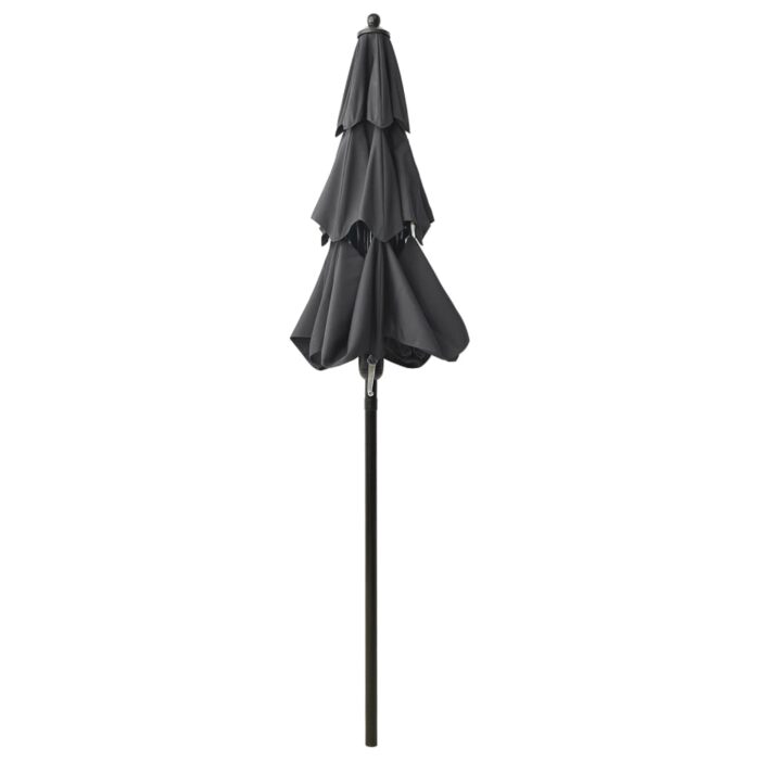 Parasol de jardin à 3 niveaux avec mât en aluminium anthracite – Image 4