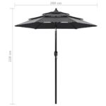 Parasol de jardin à 3 niveaux avec mât en aluminium anthracite – Image 7