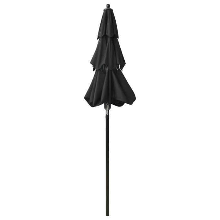 Parasol de jardin à 3 niveaux avec mât en aluminium noir – Image 4