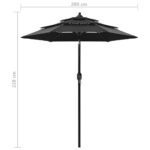 Parasol de jardin à 3 niveaux avec mât en aluminium noir – Image 7