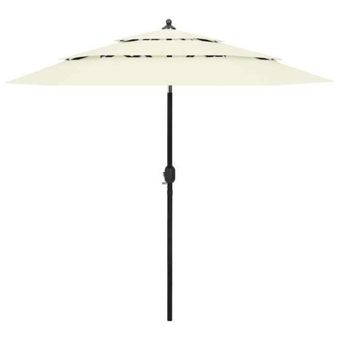 Parasol de jardin à 3 niveaux avec mât en aluminium sable 2,5 m – Image 1