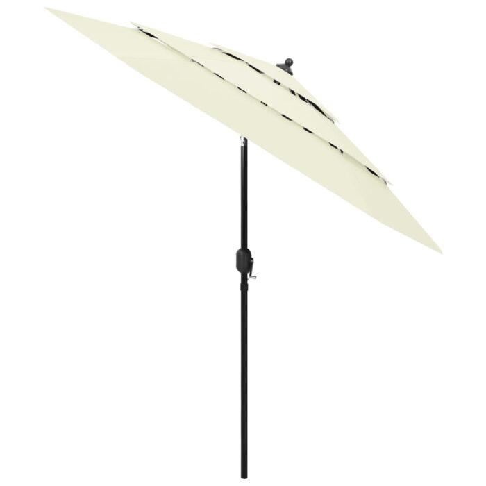 Parasol de jardin à 3 niveaux avec mât en aluminium sable 2,5 m – Image 2