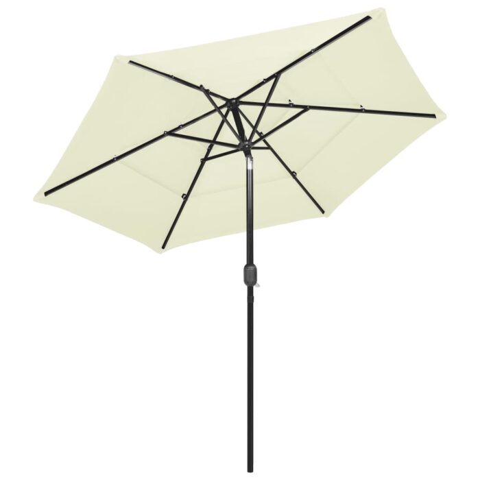 Parasol de jardin à 3 niveaux avec mât en aluminium sable 2,5 m – Image 3