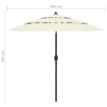 Parasol de jardin à 3 niveaux avec mât en aluminium sable 2,5 m – Image 7