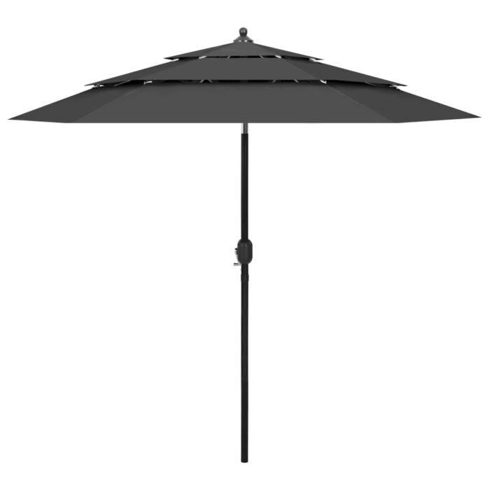 Parasol de jardin à 3 niveaux avec mât en aluminium anthracite – Image 1