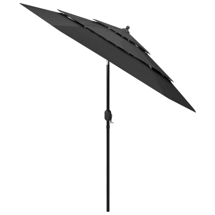 Parasol de jardin à 3 niveaux avec mât en aluminium anthracite – Image 2