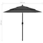 Parasol de jardin à 3 niveaux avec mât en aluminium anthracite – Image 7