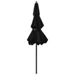 Parasol de jardin à 3 niveaux avec mât en aluminium noir 2,5 m – Image 4