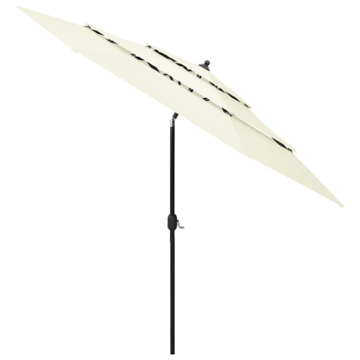 Parasol de jardin à 3 niveaux avec mât en aluminium sable 3 m – Image 2
