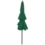 Parasol de jardin à 3 niveaux avec mât en aluminium vert 3 m – Image 4