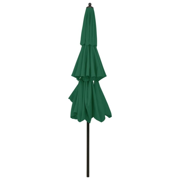 Parasol de jardin à 3 niveaux avec mât en aluminium vert 3 m – Image 4