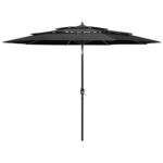 Parasol de jardin à 3 niveaux avec mât en aluminium anthracite