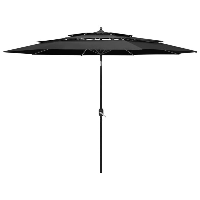 Parasol de jardin à 3 niveaux avec mât en aluminium anthracite – Image 1