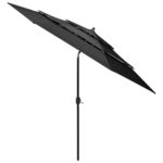 Parasol de jardin à 3 niveaux avec mât en aluminium anthracite – Image 2