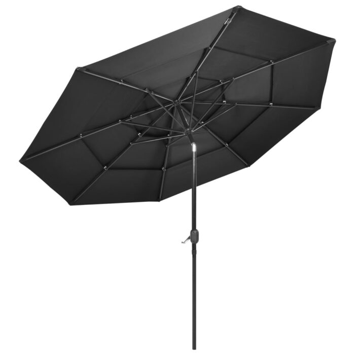 Parasol de jardin à 3 niveaux avec mât en aluminium anthracite – Image 3