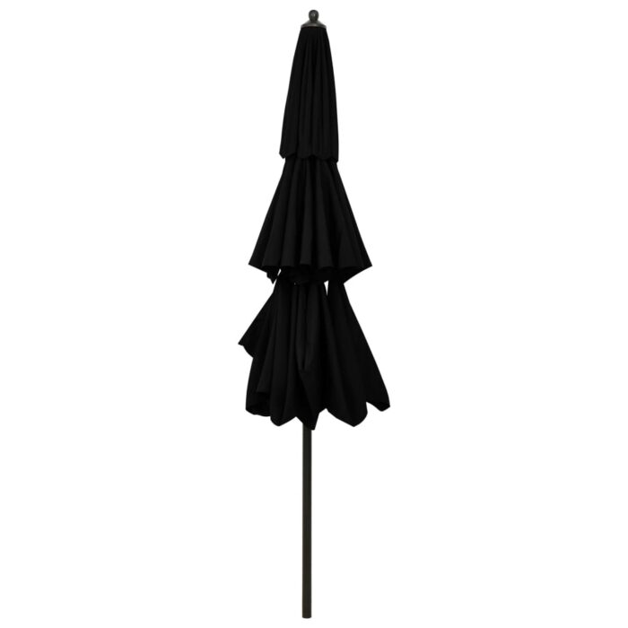 Parasol de jardin à 3 niveaux avec mât en aluminium noir 3 m – Image 4