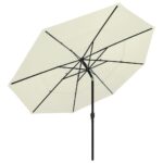 Parasol de jardin à 3 niveaux avec mât en aluminium sable 3,5 m – Image 2