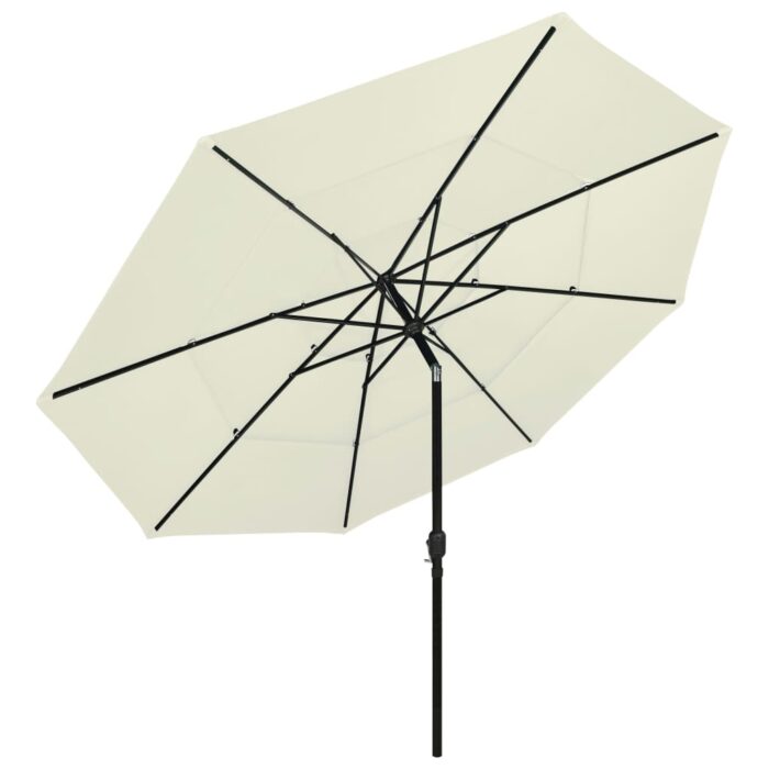 Parasol de jardin à 3 niveaux avec mât en aluminium sable 3,5 m – Image 2
