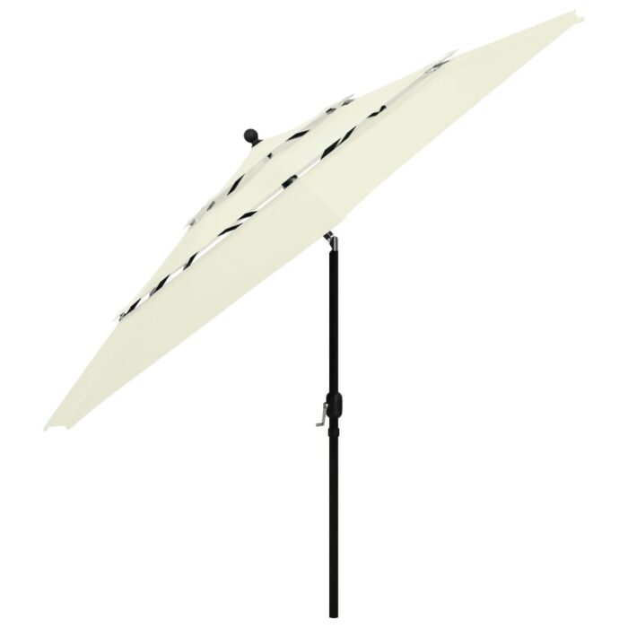Parasol de jardin à 3 niveaux avec mât en aluminium sable 3,5 m – Image 3