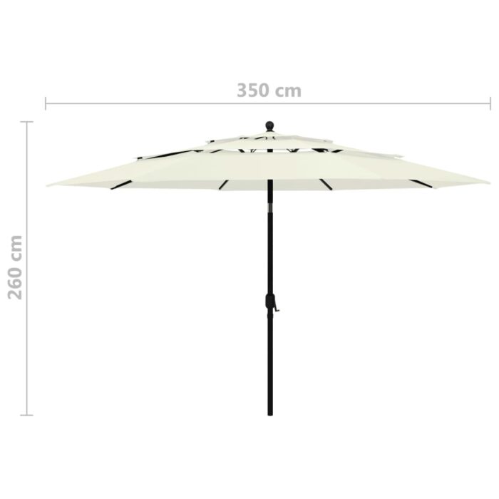 Parasol de jardin à 3 niveaux avec mât en aluminium sable 3,5 m – Image 7