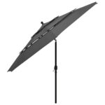 Parasol de jardin à 3 niveaux avec mât en aluminium anthracite – Image 3