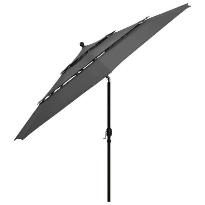 Parasol de jardin à 3 niveaux avec mât en aluminium anthracite – Image 3