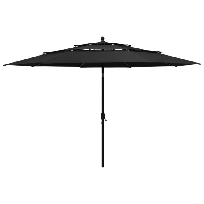 VXL8720286165645_a_en_hd_1.jpg Parasol de jardin à 3 niveaux avec mât en aluminium noir 3,5 m – Image 1