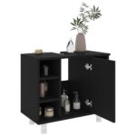 Ensemble de meubles de salle de bain 3 pcs Noir Aggloméré – Image 12