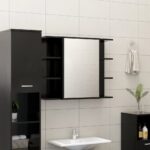 Ensemble de meubles de salle de bain 3 pcs Noir Aggloméré – Image 3