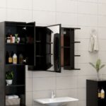 Ensemble de meubles de salle de bain 3 pcs Noir Aggloméré – Image 4
