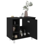Ensemble de meubles de salle de bain 3 pcs Noir Aggloméré – Image 9