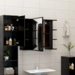 Ensemble de meubles de salle de bain 3 pcs Noir Bois ingénierie – Image 4