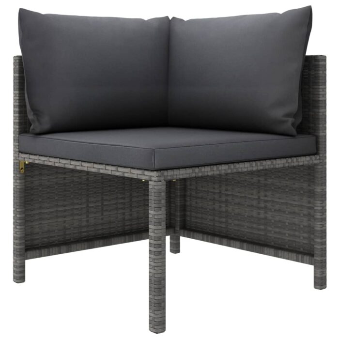 Canapé d'angle sectionnel avec coussins Gris Résine tressée – Image 1
