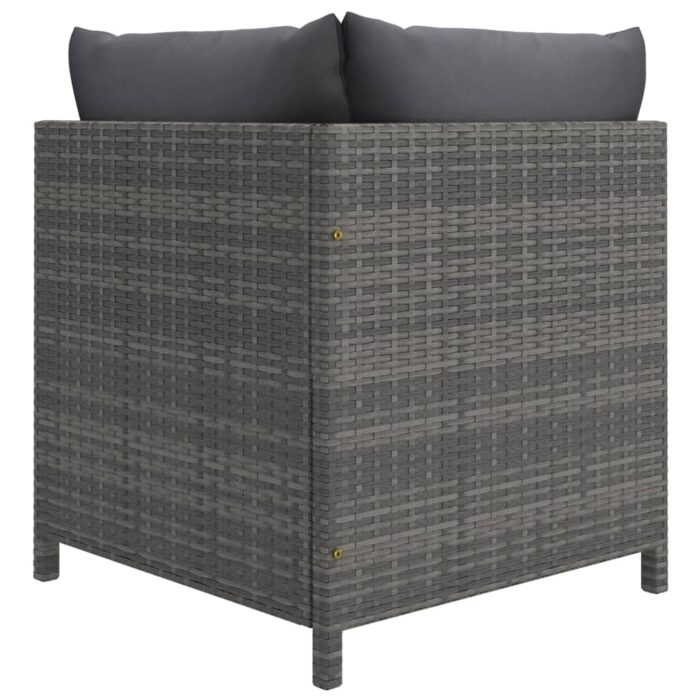 Canapé d'angle sectionnel avec coussins Gris Résine tressée – Image 3