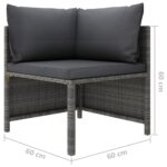 Canapé d'angle sectionnel avec coussins Gris Résine tressée – Image 4