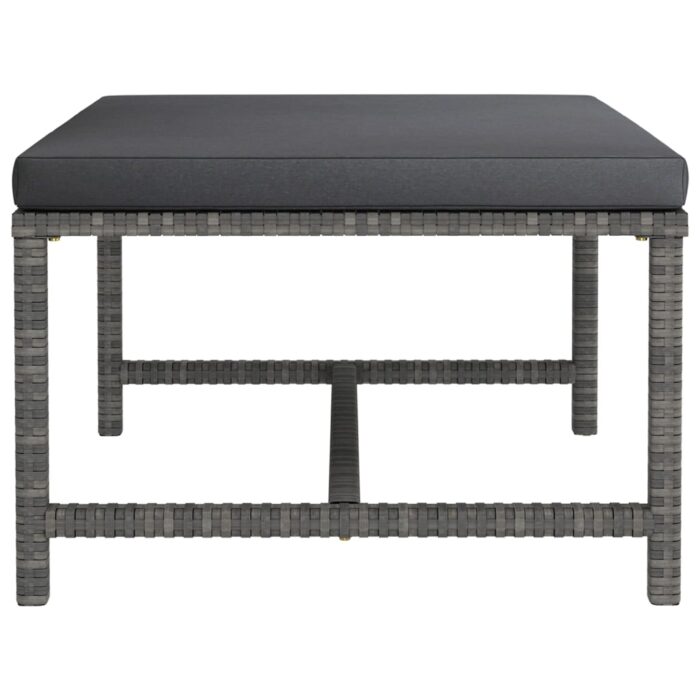 Repose-pied sectionnel avec coussin Gris Résine tressée – Image 2