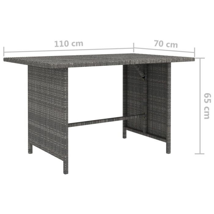 Table à dîner de jardin Gris 110x70x65 cm Résine tressée – Image 3