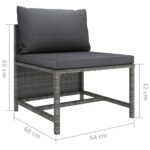 Salon de jardin 3 pcs avec coussins Résine tressée Gris – Image 10