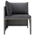 Salon de jardin 3 pcs avec coussins Résine tressée Gris – Image 2