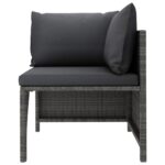 Salon de jardin 3 pcs avec coussins Résine tressée Gris – Image 3
