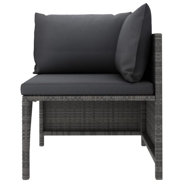 Salon de jardin 3 pcs avec coussins Résine tressée Gris – Image 3