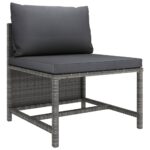 Salon de jardin 3 pcs avec coussins Résine tressée Gris – Image 5