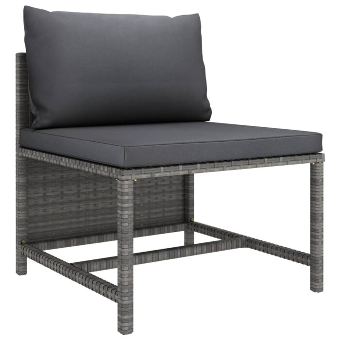 Salon de jardin 3 pcs avec coussins Résine tressée Gris – Image 5